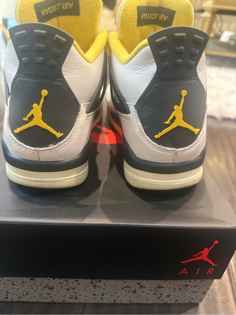 Jordan Women White and Yellow Retro Sneakers 4 - Picture 3 of 8